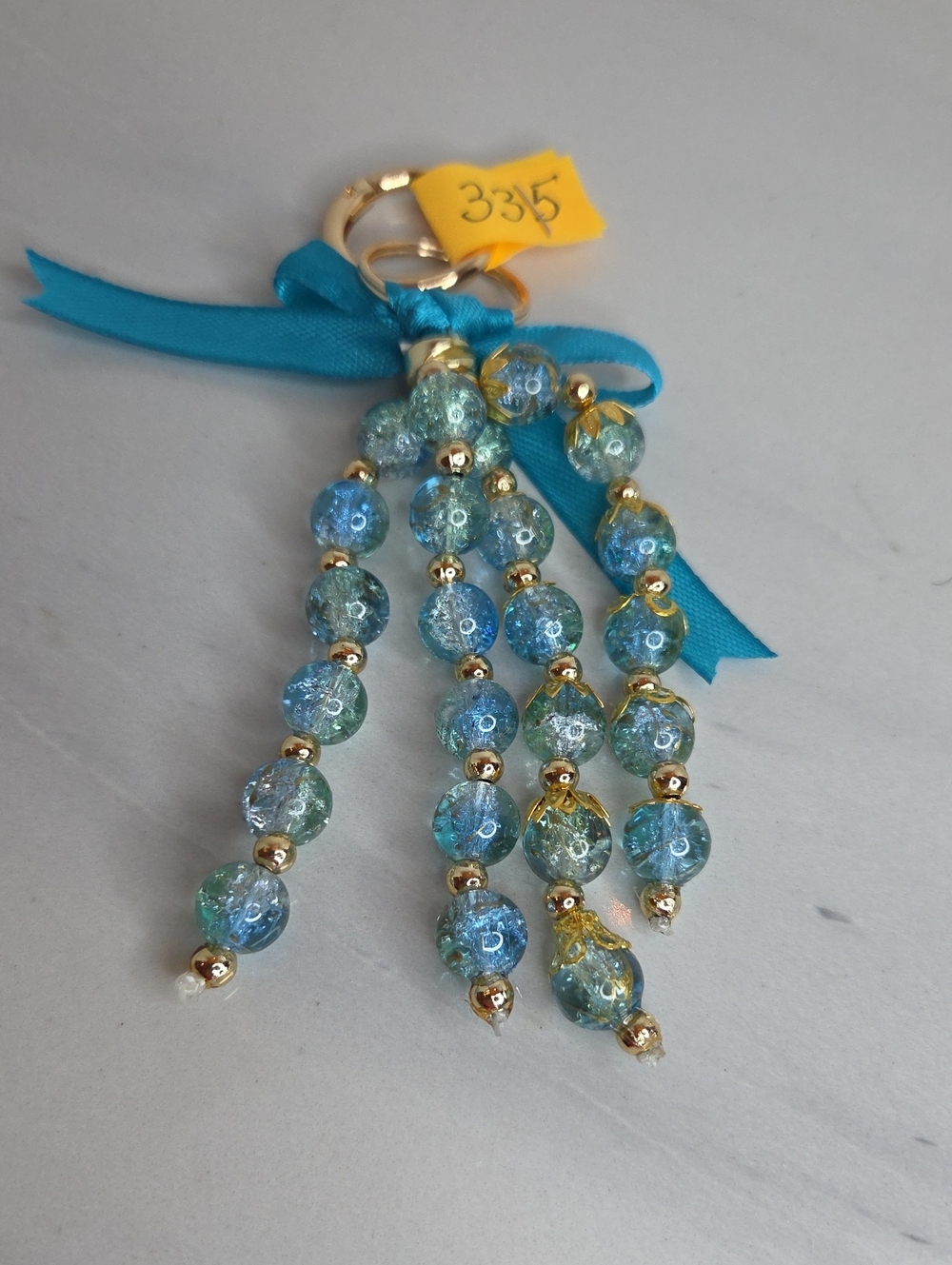 335 -Blue Green Murano-Style Glass Bead Bag Charm